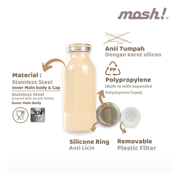 MOSH MILK BOTTLE IVORY 600ML DMNMB600IV