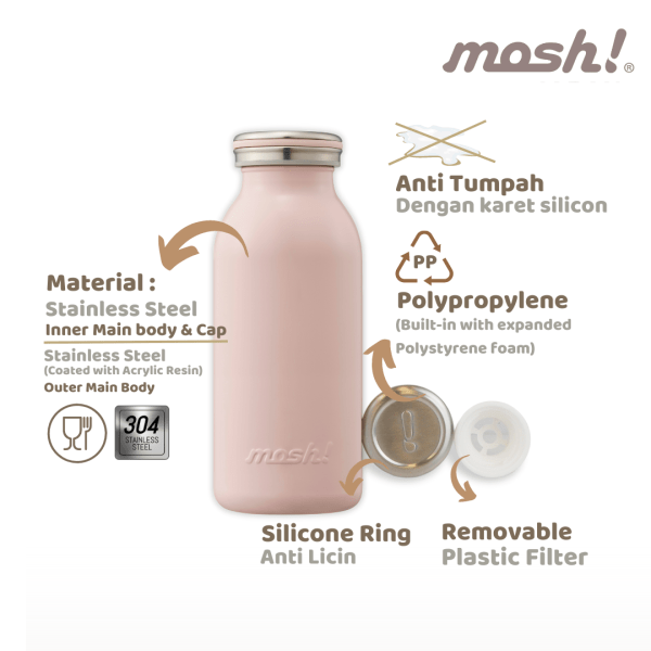 MOSH NEW MILK BOTTLE STRAWBERRY 600ML DMNMB600ST - Image 2